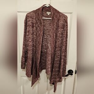 Avenue Women's Burgundy Open-Front Cardigan